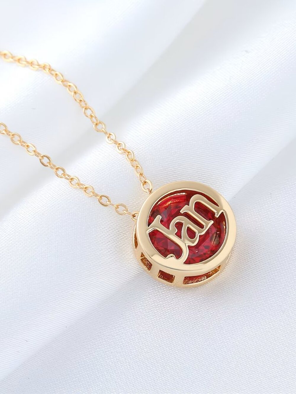 January Red Garnet Birthstone Pendant Necklace Jan Birthday Jewelry Gift